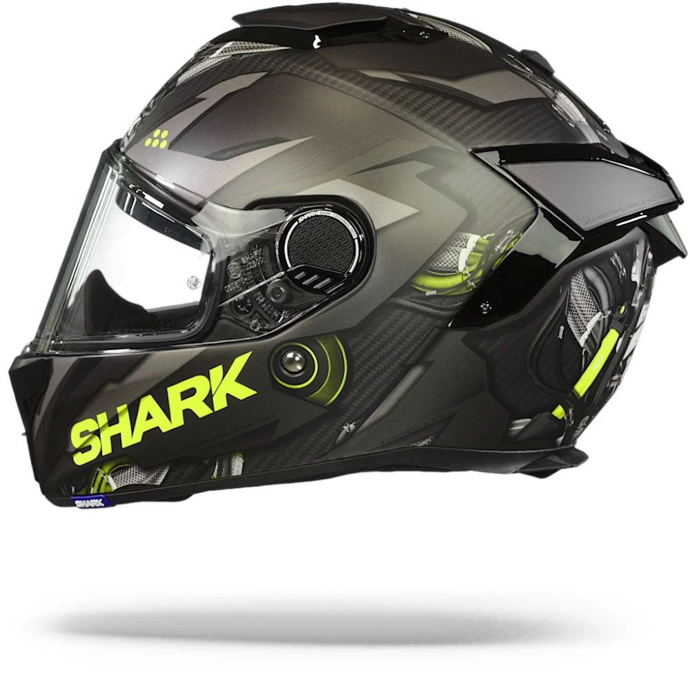Shark Spartan GT Carbon Urikan Mat Carbon Antraciet Geel DAY Integraalhelm 4 Shark Spartan GT Carbon Urikan Mat Carbon Antraciet Geel DAY Integraalhelm - Afbeelding 4