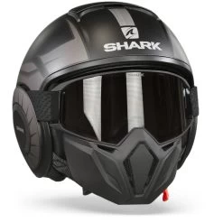 Shark Street Drak Tribute Rm Mat Zwart Chrom Zilver KUS Jethelm -Shark-Motorfietsonderdelen Shark street drak tribute rm matt black chrom silver kus.35