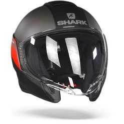Shark Citycruiser Karonn Mat Zwart Antraciet Rood KAR Jethelm -Shark-Motorfietsonderdelen shark citycruiser karonn mat black anthracite red kar.35