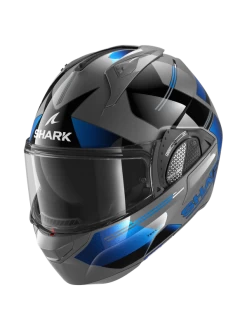 Shark Evo GT Tekline Antraciet Chrom Blauw AUB Systeemhelm -Shark-Motorfietsonderdelen shark evo gt tekline anthracite chrom blue aub 1