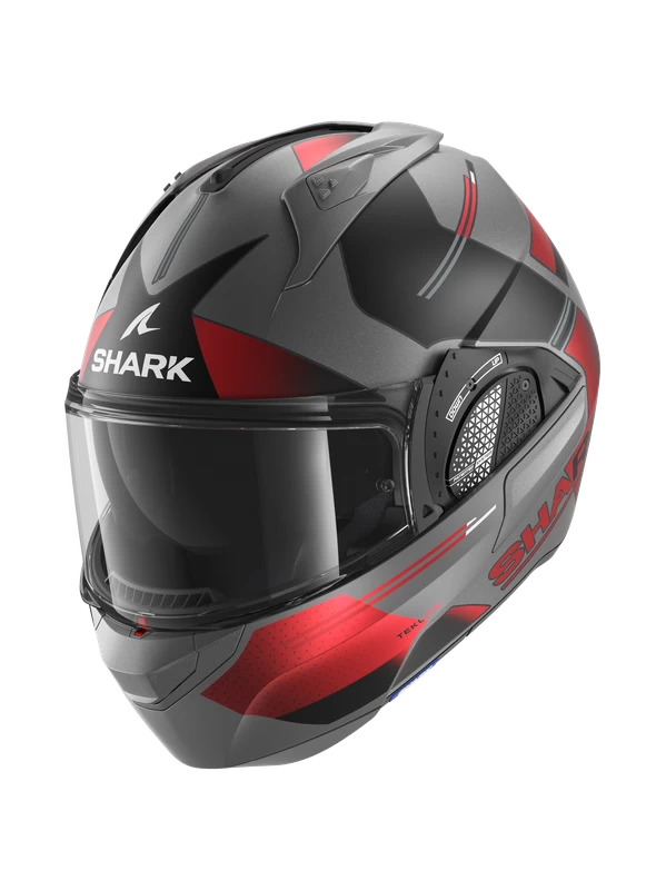 Shark Evo GT Tekline Mat Antraciet Chrom Rood AUR Systeemhelm 1 Shark Evo GT Tekline Mat Antraciet Chrom Rood AUR Systeemhelm