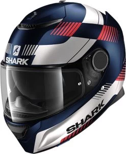 Shark Spartan 1.2 Strad Mat Blauw Wit Rood BWR -Shark-Motorfietsonderdelen shark spartan 1 2 strad mat blue white red full face helmet