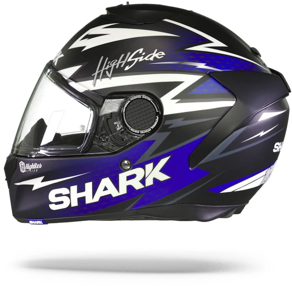 Shark Spartan 1.2 Adrian Parassol Mat Zwart Blauw Zilver KBS Integraalhelm 3 Shark Spartan 1.2 Adrian Parassol Mat Zwart Blauw Zilver KBS Integraalhelm - Afbeelding 3