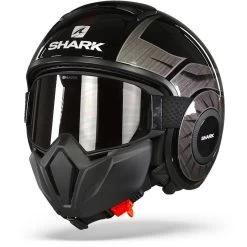 Shark Street Drak Tribute Rm Zwart Chrom Rood KUR Jethelm -Shark-Motorfietsonderdelen shark street drak tribute rm black chrome red kur frontpage
