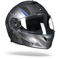 Shark Spartan 1.2 Karken ABK Mat Antraciet Blauw Zwart Integraalhelm -Shark-Motorfietsonderdelen shark spartan karken mat anthracite.33 1
