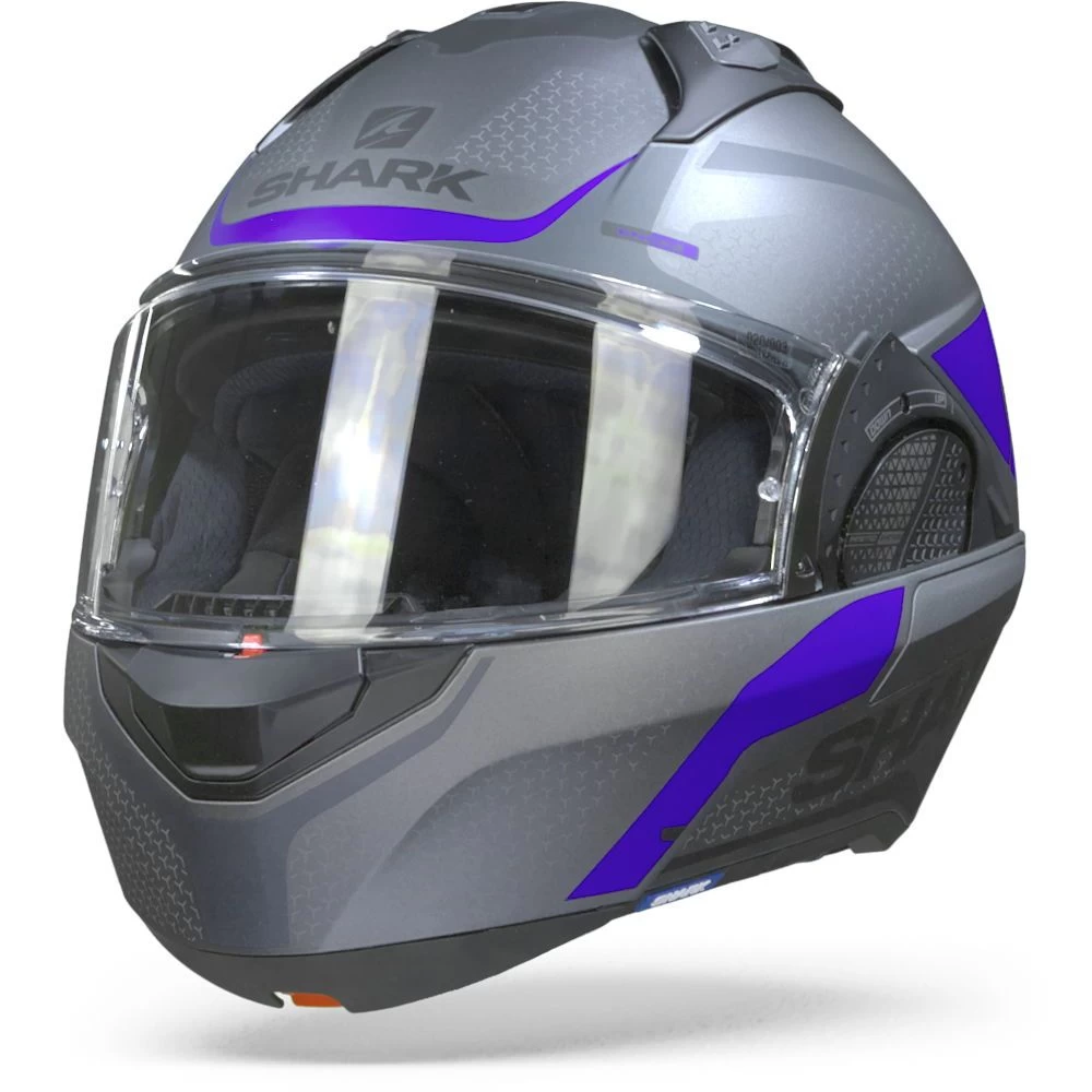 Shark Evo GT Encke Mat Antraciet Blauw Zwart Systeemhelm 1 Shark Evo GT Encke Mat Antraciet Blauw Zwart Systeemhelm