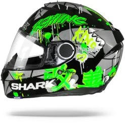 Shark Spartan 1.2 Lorenzo Catalunya GP Zwart Groen Glitter KGX Integraalhelm -Shark-Motorfietsonderdelen sharkspartanlorenzogatalunyagpkgx.10 1